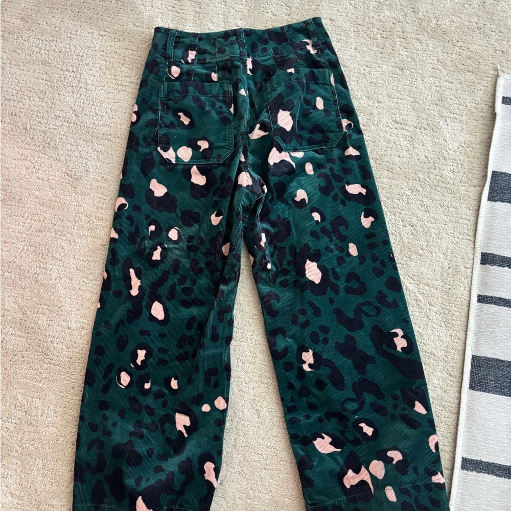 Anthropologie Green and Pink Patterned Pants